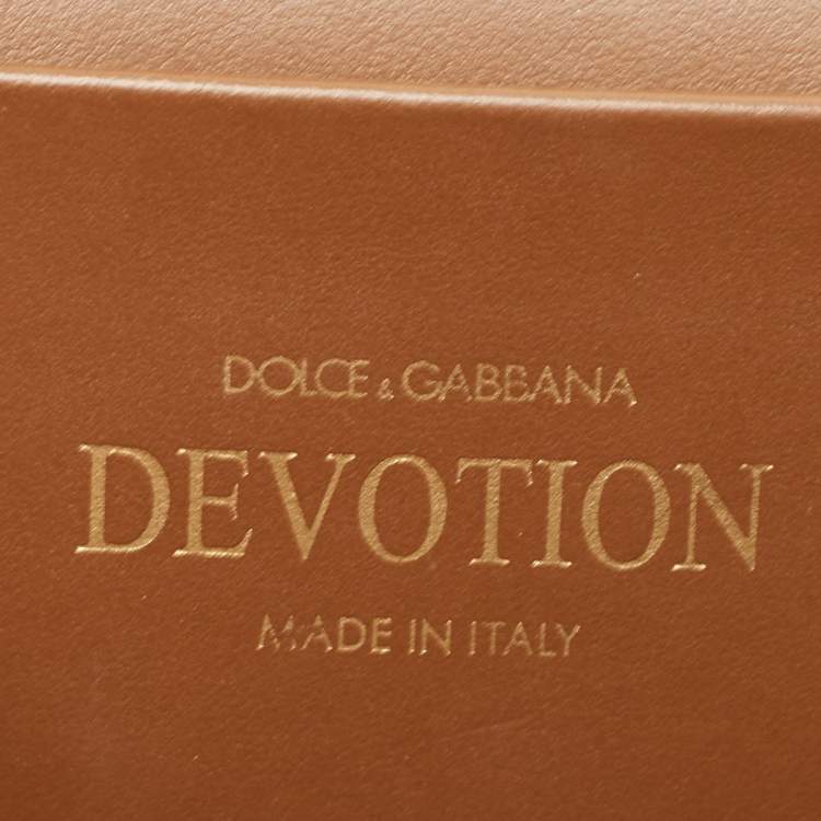 Pre Owned Dolce & Gabbana Brown Leather Small Devotion Top Handle Bag