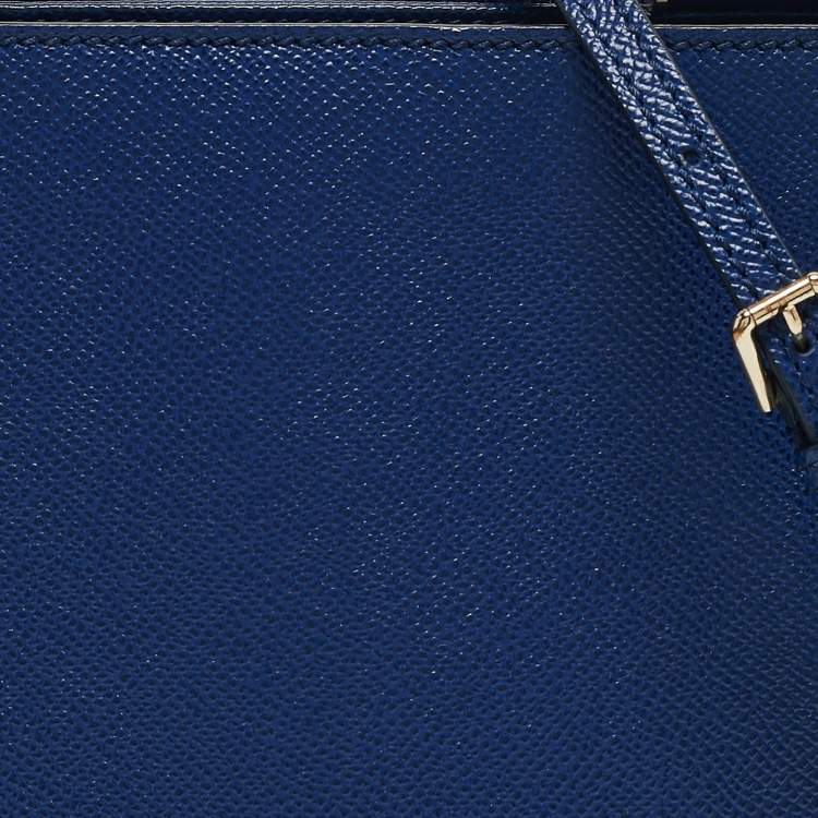 Pre Owned Dolce & Gabbana Blue Leather Small Miss Sicily Tote