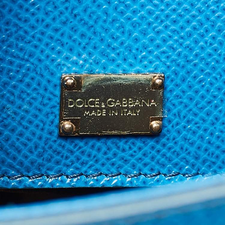 Pre Owned Dolce & Gabbana Blue Leather Medium Miss Sicily Top Handle Bag