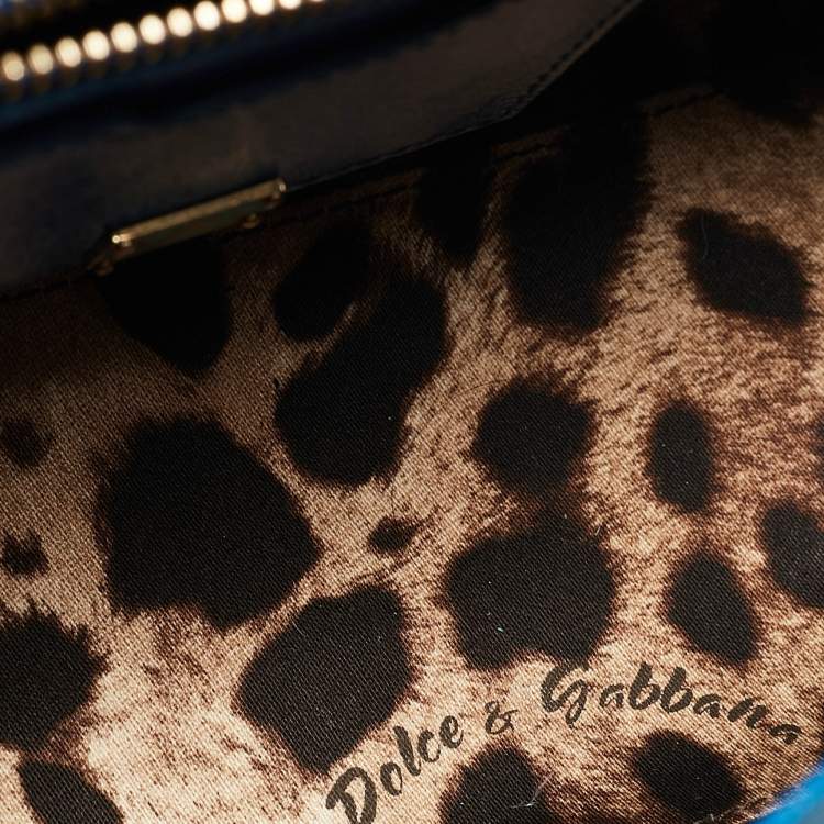 Pre Owned Dolce & Gabbana Blue Leather Medium Miss Sicily Top Handle Bag