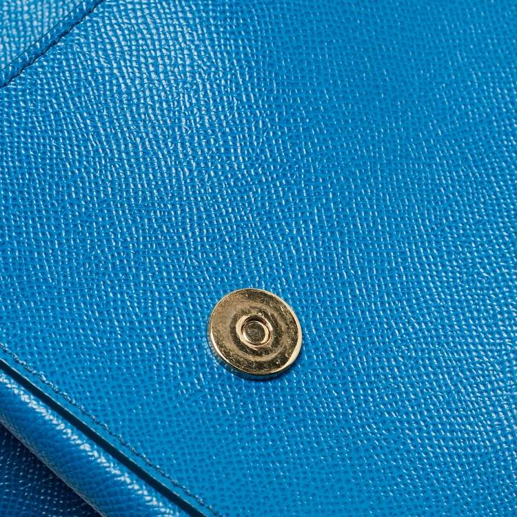 Pre Owned Dolce & Gabbana Blue Leather Medium Miss Sicily Top Handle Bag