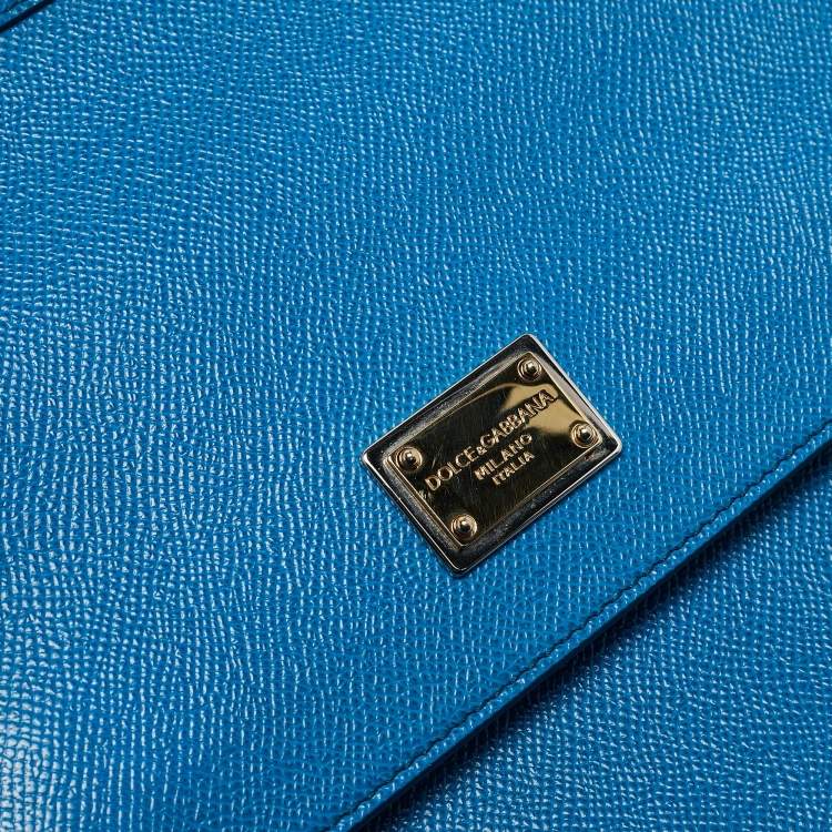 Pre Owned Dolce & Gabbana Blue Leather Medium Miss Sicily Top Handle Bag