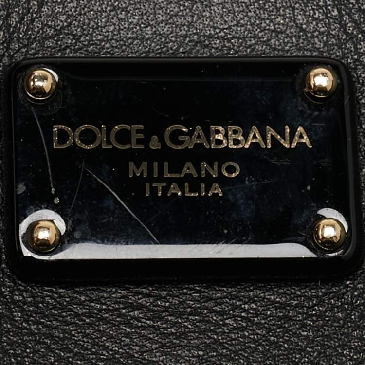 Pre Owned Dolce & Gabbana Black Leather Medium Sicily 62 Top Handle Bag