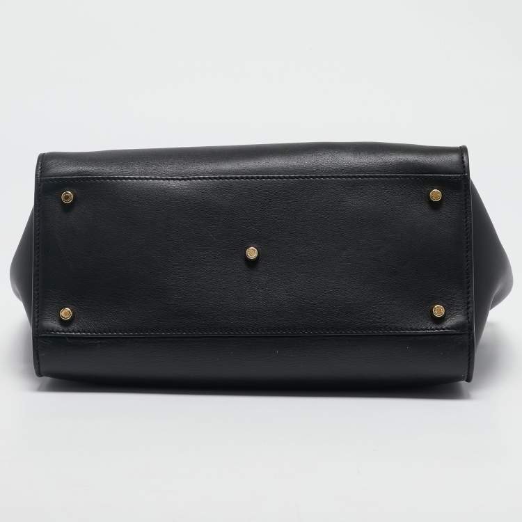 Pre Owned Dolce & Gabbana Black Leather Medium Sicily 62 Top Handle Bag