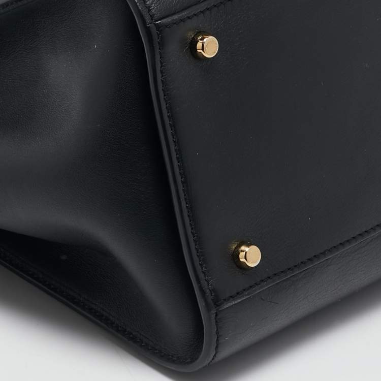 Pre Owned Dolce & Gabbana Black Leather Medium Sicily 62 Top Handle Bag