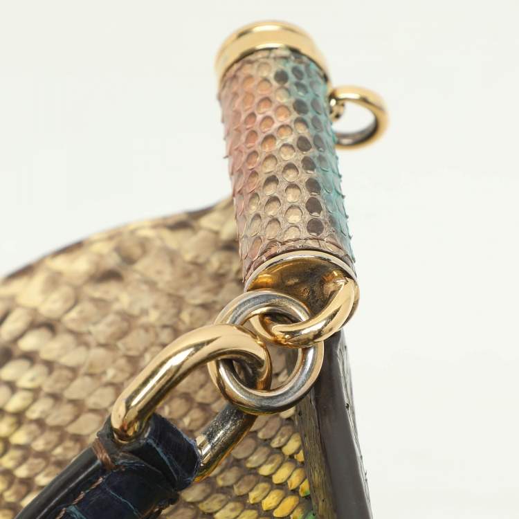 Pre Owned Dolce & Gabbana Multicolor Python and Leather Limited Edition Medium Miss Sicily Top Handle Bag