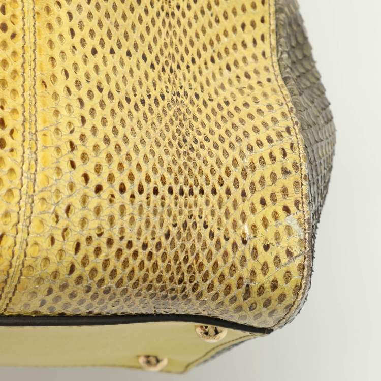 Pre Owned Dolce & Gabbana Multicolor Python and Leather Limited Edition Medium Miss Sicily Top Handle Bag