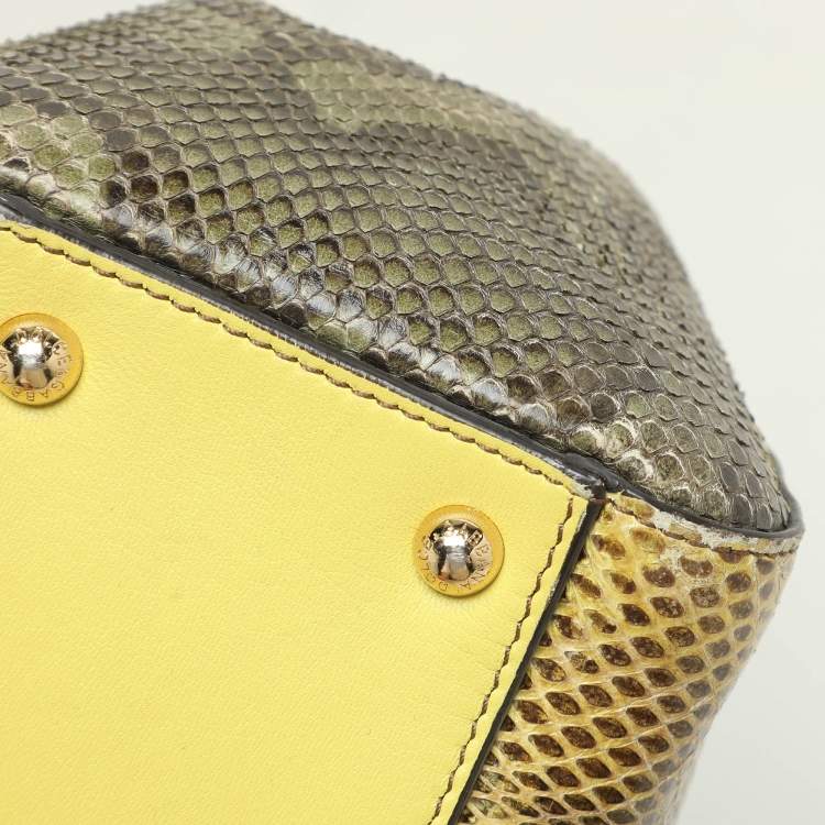 Pre Owned Dolce & Gabbana Multicolor Python and Leather Limited Edition Medium Miss Sicily Top Handle Bag
