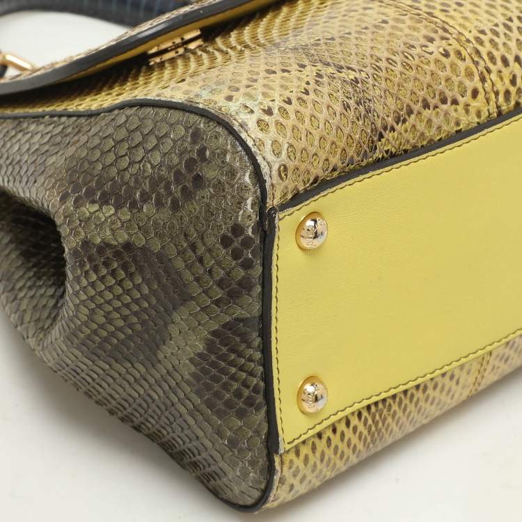 Pre Owned Dolce & Gabbana Multicolor Python and Leather Limited Edition Medium Miss Sicily Top Handle Bag