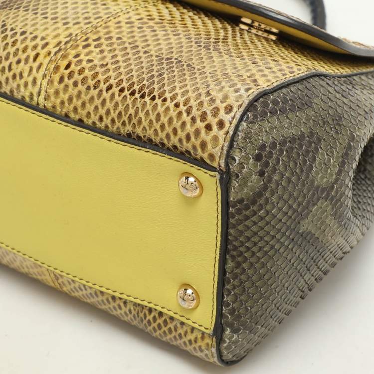 Pre Owned Dolce & Gabbana Multicolor Python and Leather Limited Edition Medium Miss Sicily Top Handle Bag