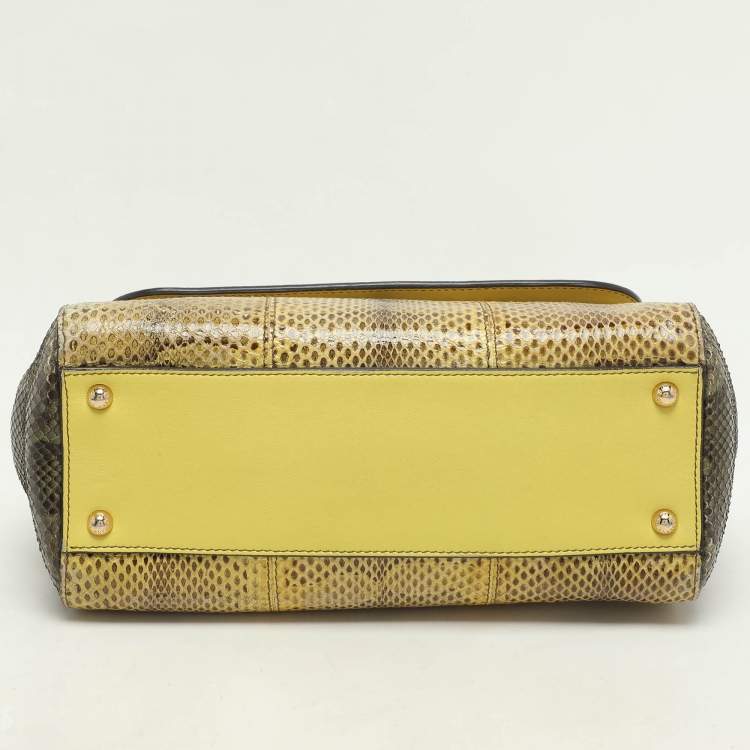 Pre Owned Dolce & Gabbana Multicolor Python and Leather Limited Edition Medium Miss Sicily Top Handle Bag