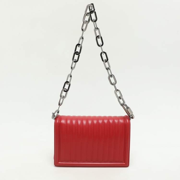 Pre Owned Dolce & Gabbana Red Quilted Leather DG Girls Shoulder Bag