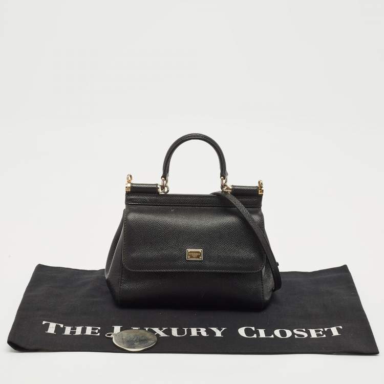 Pre Owned Dolce & Gabbana Black Leather Small Miss Sicily Top Handle Bag