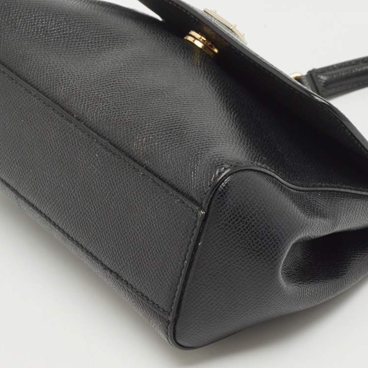 Pre Owned Dolce & Gabbana Black Leather Small Miss Sicily Top Handle Bag