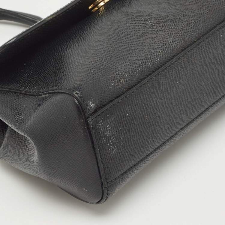 Pre Owned Dolce & Gabbana Black Leather Small Miss Sicily Top Handle Bag