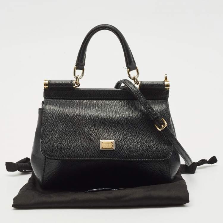 Pre Owned Dolce & Gabbana Black Leather Small Miss Sicily Top Handle Bag