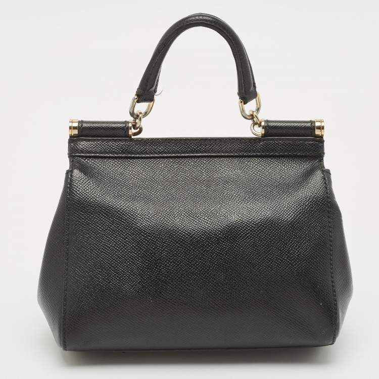 Pre Owned Dolce & Gabbana Black Leather Small Miss Sicily Top Handle Bag