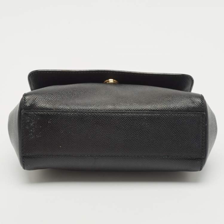 Pre Owned Dolce & Gabbana Black Leather Small Miss Sicily Top Handle Bag