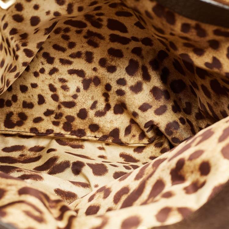Pre Owned Dolce & Gabbana Two Tone Brown Pebbled Leather Charm Tote