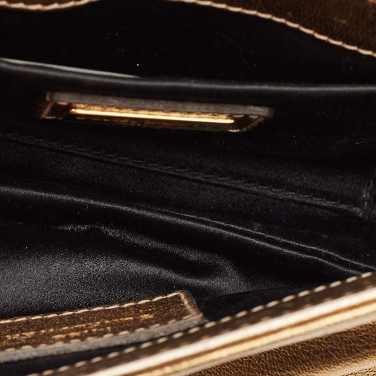 Pre Owned Dolce & Gabbana Gold Leather Miss Sunflower Clutch