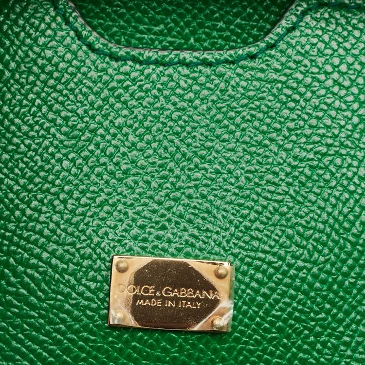 Pre Owned Dolce & Gabbana Green Leather Medium Miss Sicily Top Handle Bag