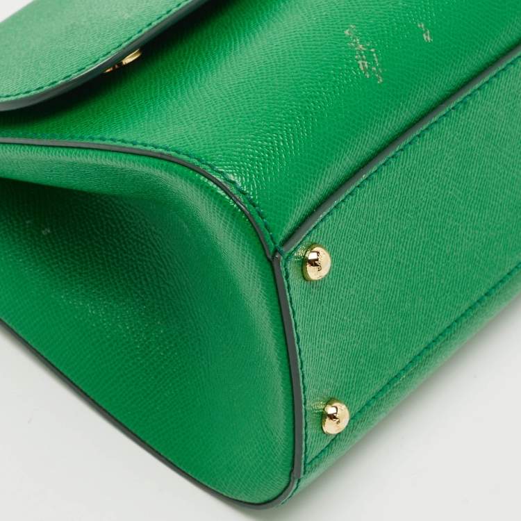 Pre Owned Dolce & Gabbana Green Leather Medium Miss Sicily Top Handle Bag