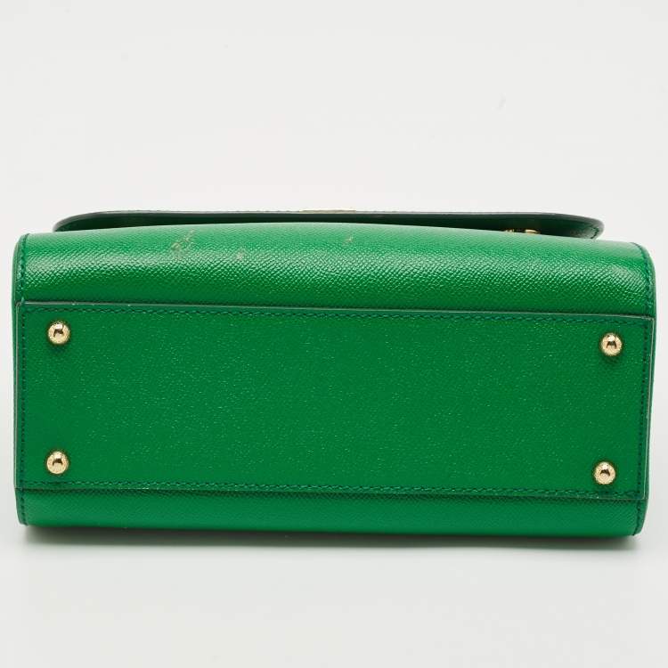 Pre Owned Dolce & Gabbana Green Leather Medium Miss Sicily Top Handle Bag