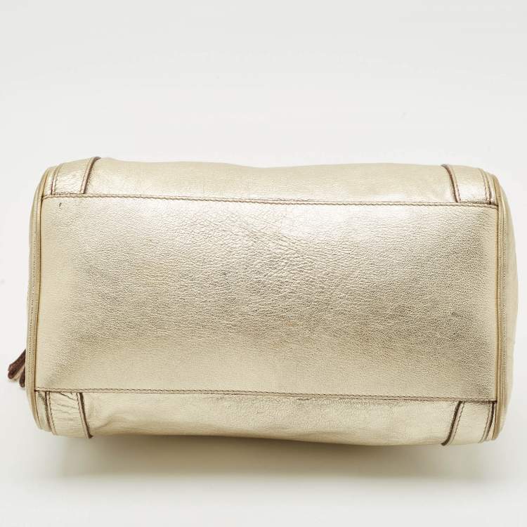 Pre Owned Dolce & Gabbana Gold Leather Miss Easy Way Boston Bag