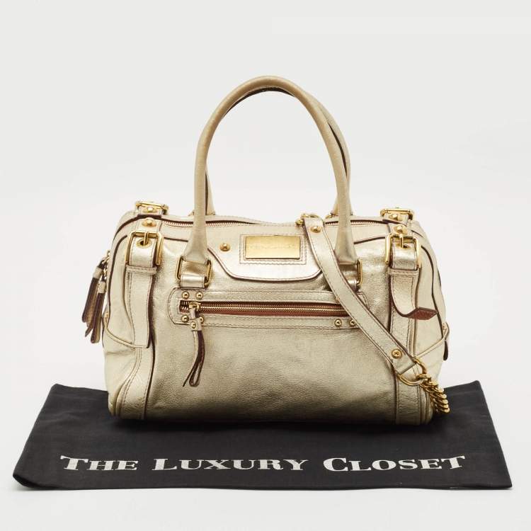 Pre Owned Dolce & Gabbana Gold Leather Miss Easy Way Boston Bag