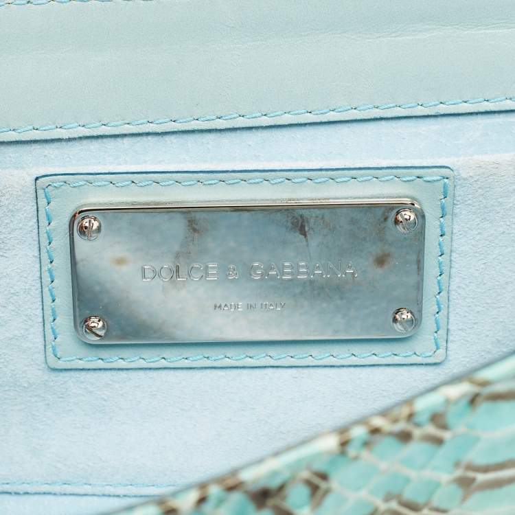 Pre Owned Dolce & Gabbana Green Python Chain Clutch