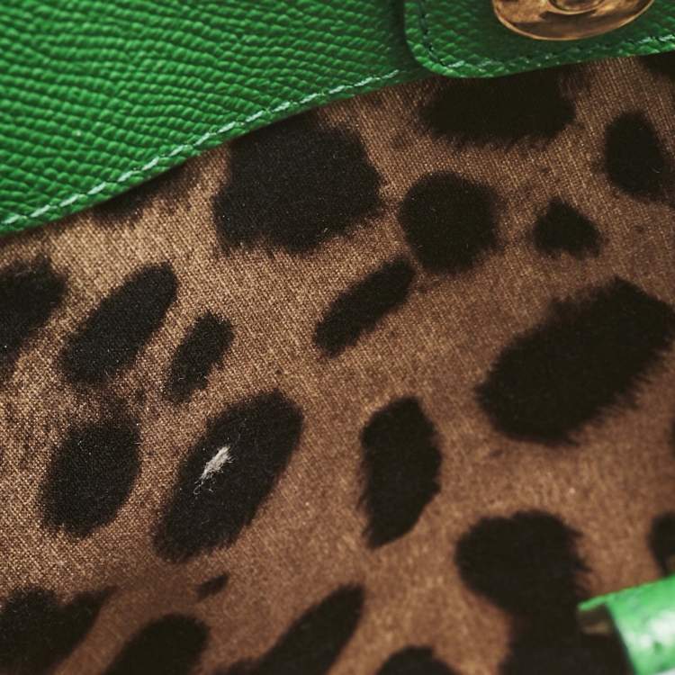 Pre Owned Dolce & Gabbana Green Leather Sicily Shopper Tote