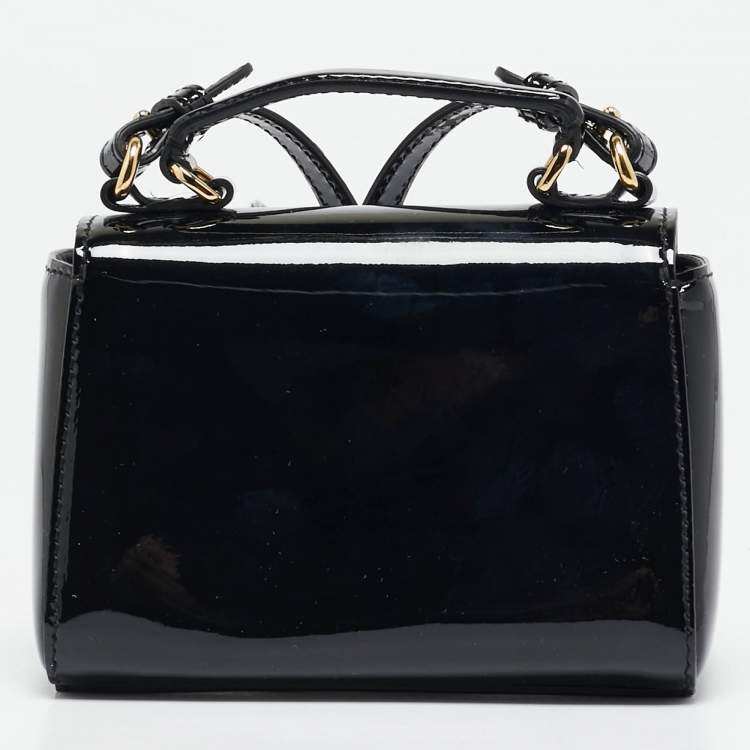 Pre Owned Dolce & Gabbana Black Patent Leather Micro Miss Sicily Crossbody Bag