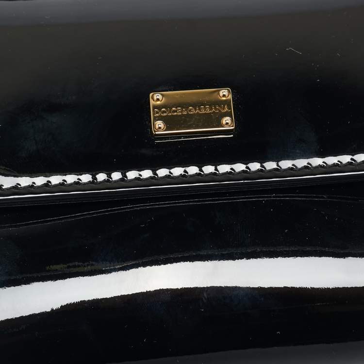 Pre Owned Dolce & Gabbana Black Patent Leather Micro Miss Sicily Crossbody Bag