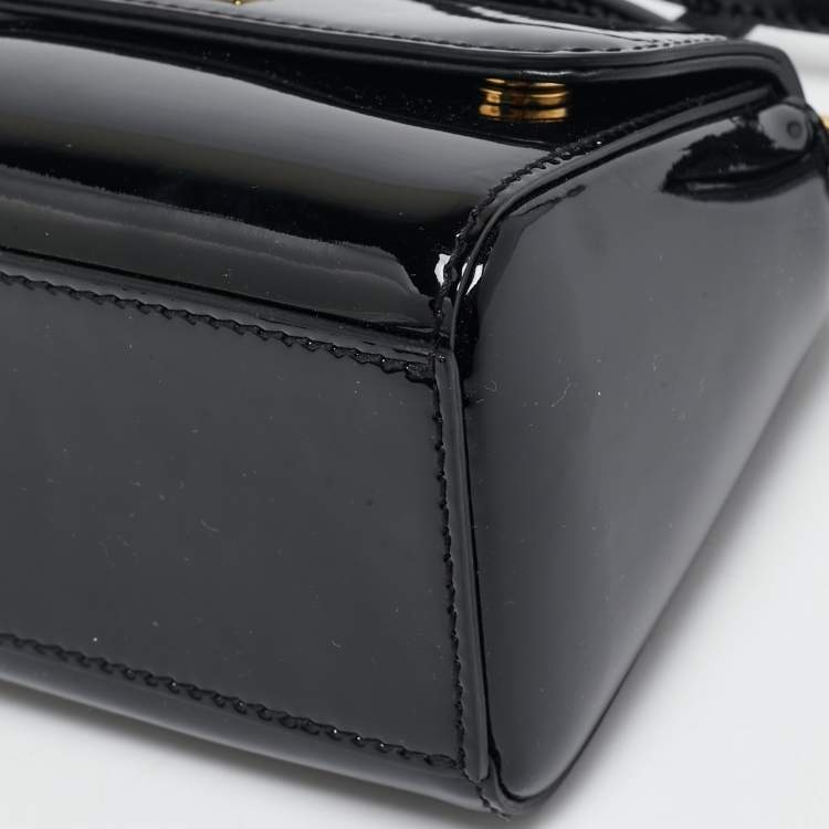 Pre Owned Dolce & Gabbana Black Patent Leather Micro Miss Sicily Crossbody Bag