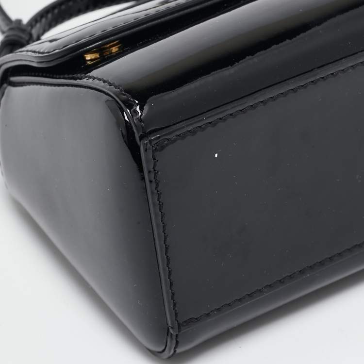 Pre Owned Dolce & Gabbana Black Patent Leather Micro Miss Sicily Crossbody Bag