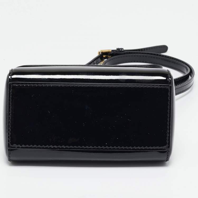 Pre Owned Dolce & Gabbana Black Patent Leather Micro Miss Sicily Crossbody Bag