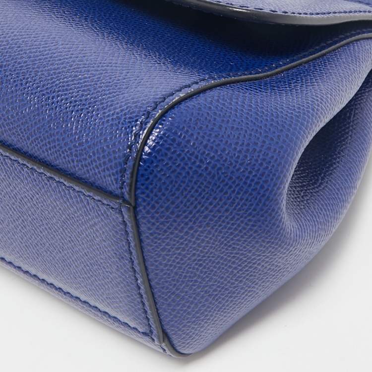 Pre Owned Dolce & Gabbana Blue Leather Small Miss Sicily Top Handle Bag