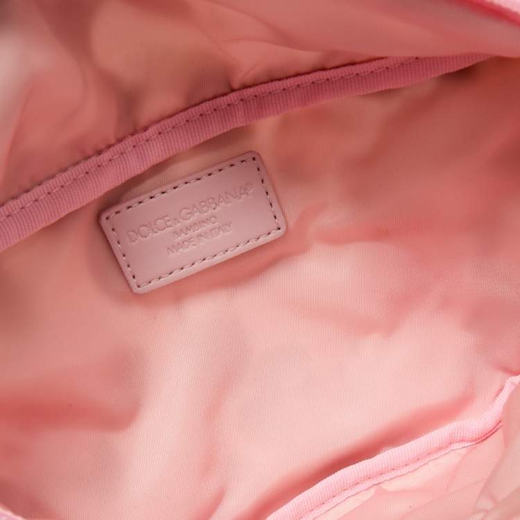 Pre Owned Dolce & Gabbana Pink Floral Print Nylon Belt Bag