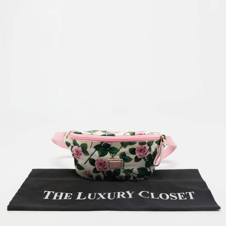 Pre Owned Dolce & Gabbana Pink Floral Print Nylon Belt Bag