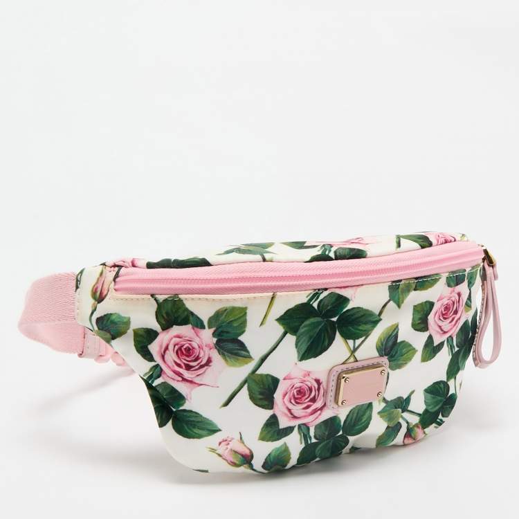 Pre Owned Dolce & Gabbana Pink Floral Print Nylon Belt Bag