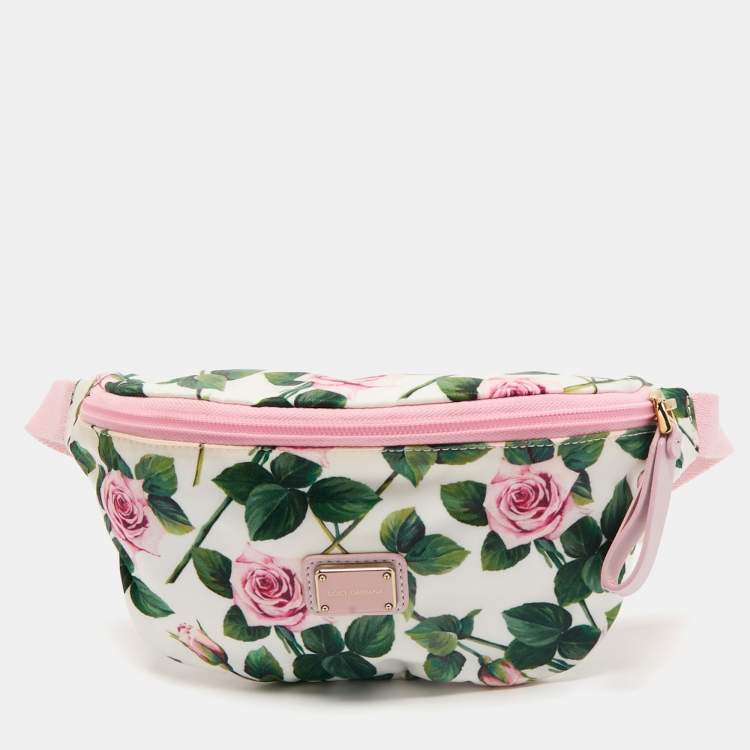 Pre Owned Dolce & Gabbana Pink Floral Print Nylon Belt Bag
