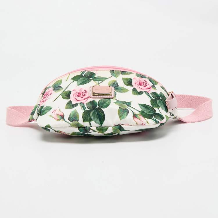 Pre Owned Dolce & Gabbana Pink Floral Print Nylon Belt Bag
