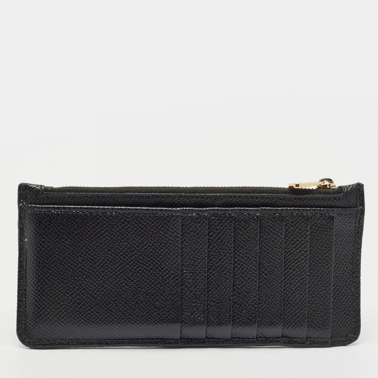 Pre Owned Dolce & Gabbana Black Leather Zip Long Card Holder
