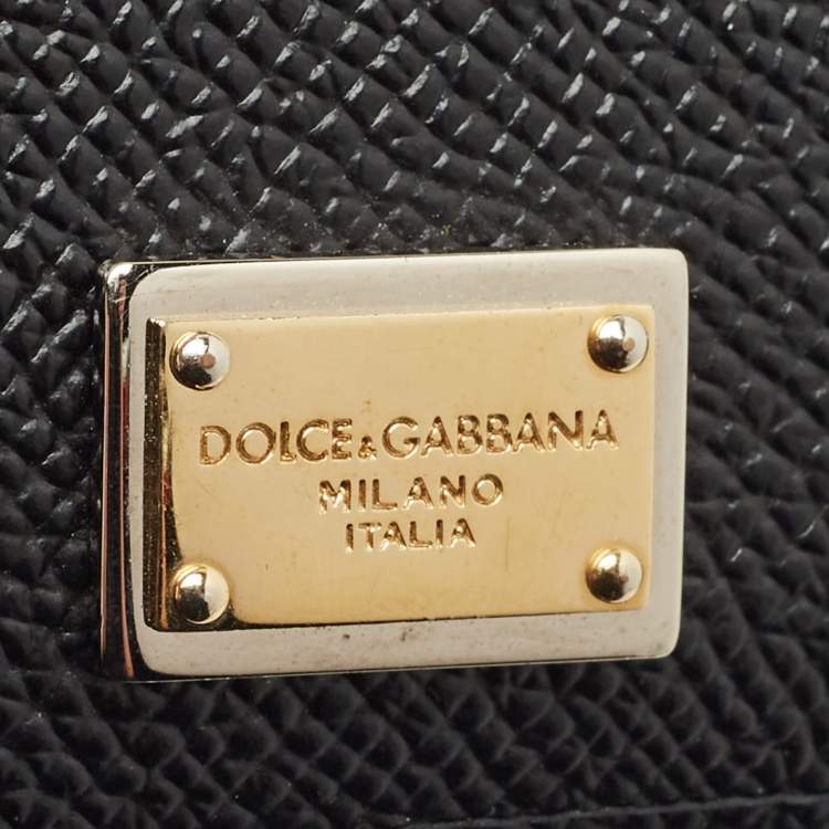 Pre Owned Dolce & Gabbana Black Leather Zip Long Card Holder