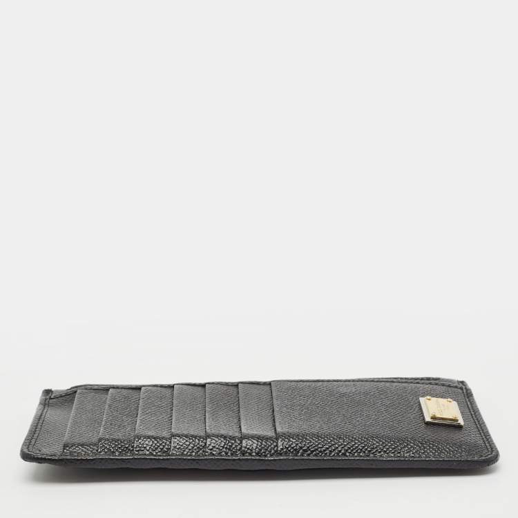 Pre Owned Dolce & Gabbana Black Leather Zip Long Card Holder