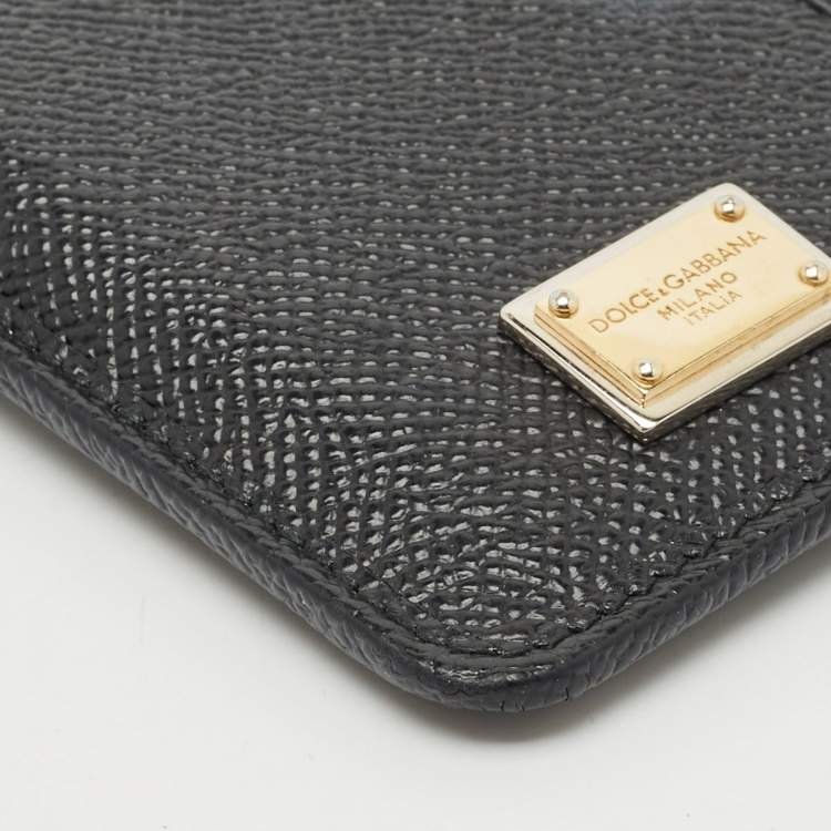 Pre Owned Dolce & Gabbana Black Leather Zip Long Card Holder