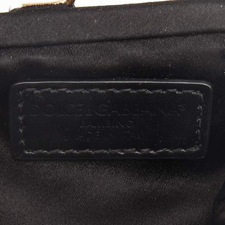 Pre Owned Dolce & Gabbana Black Velvet Crystal Embellished Miss Sicily Clutch