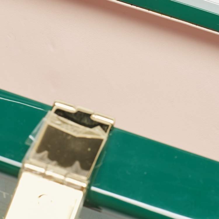 Pre Owned Dolce & Gabbana Green Resin Color Pencil Box Clutch