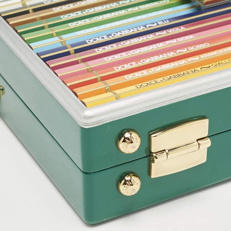 Pre Owned Dolce & Gabbana Green Resin Color Pencil Box Clutch