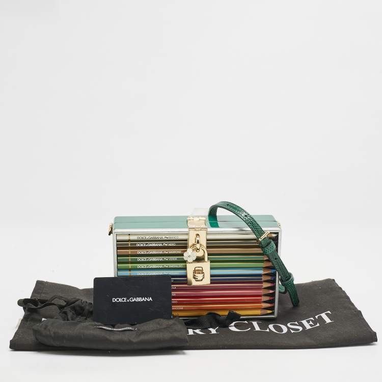 Pre Owned Dolce & Gabbana Green Resin Color Pencil Box Clutch
